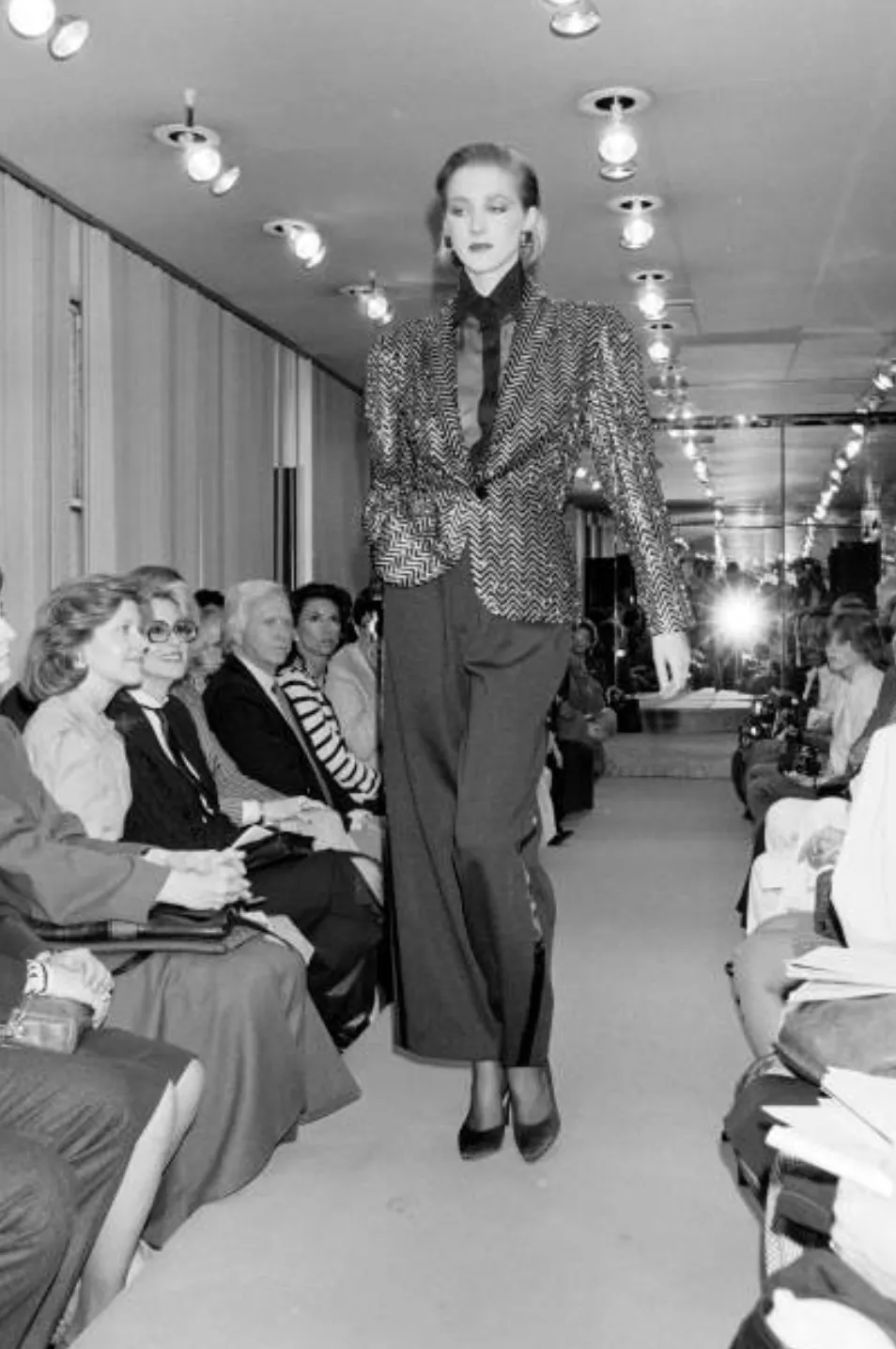 Impeccable Fall 1984 John Anthony Couture Silver & Black Chevron Hand Beaded & Sequin Jacket