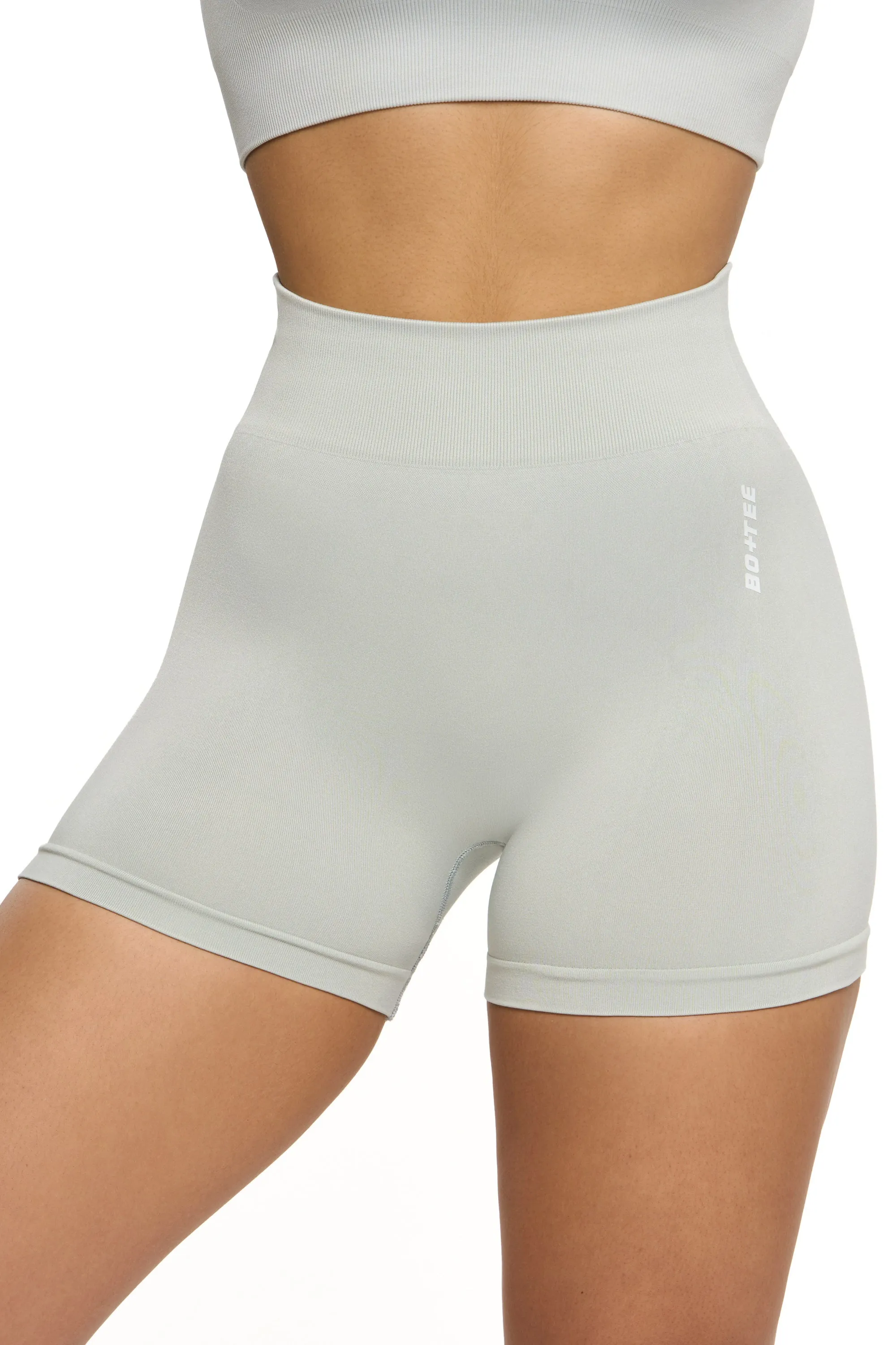 Invigorate - Seamless High Waist Mini Shorts in Grey