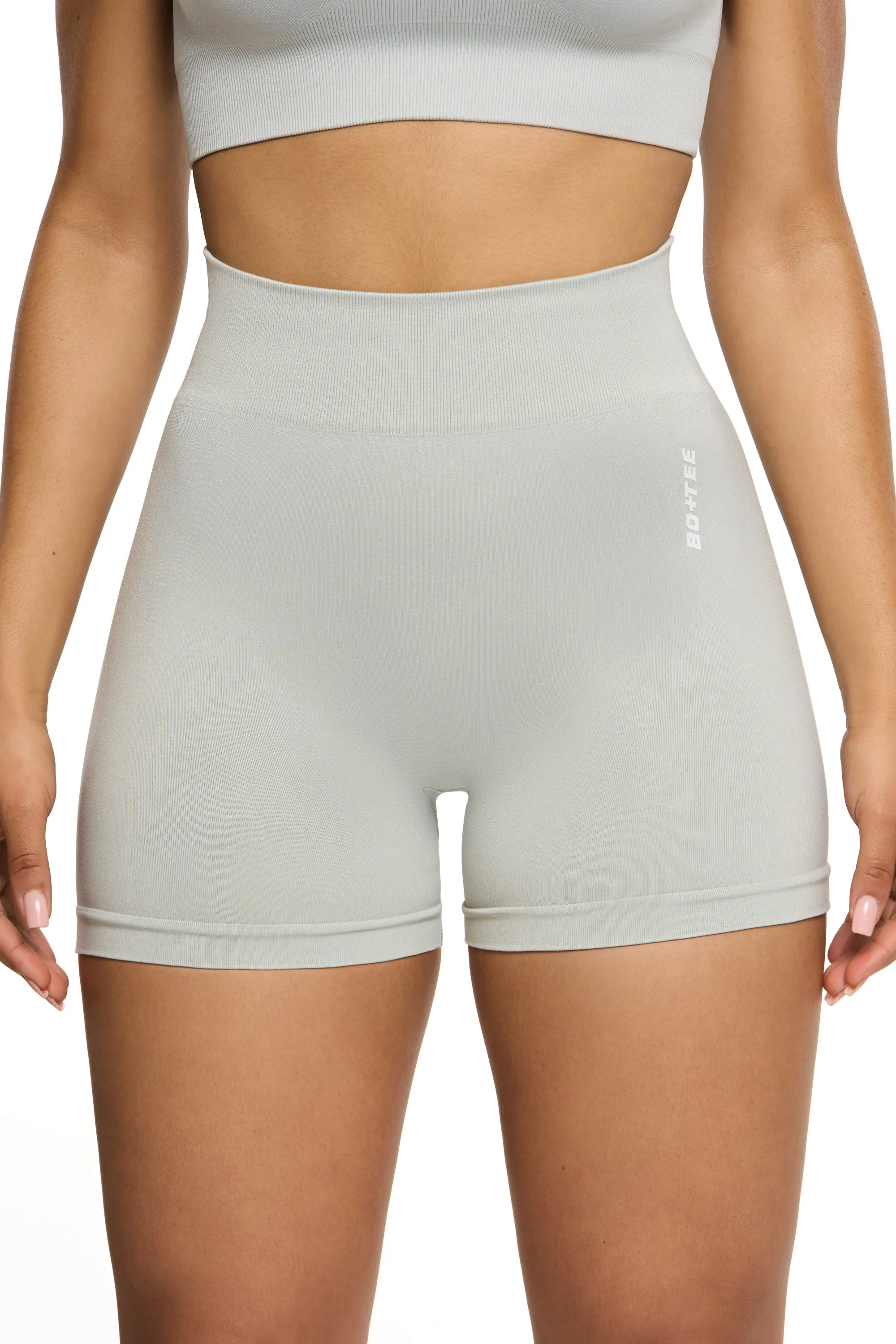 Invigorate - Seamless High Waist Mini Shorts in Grey