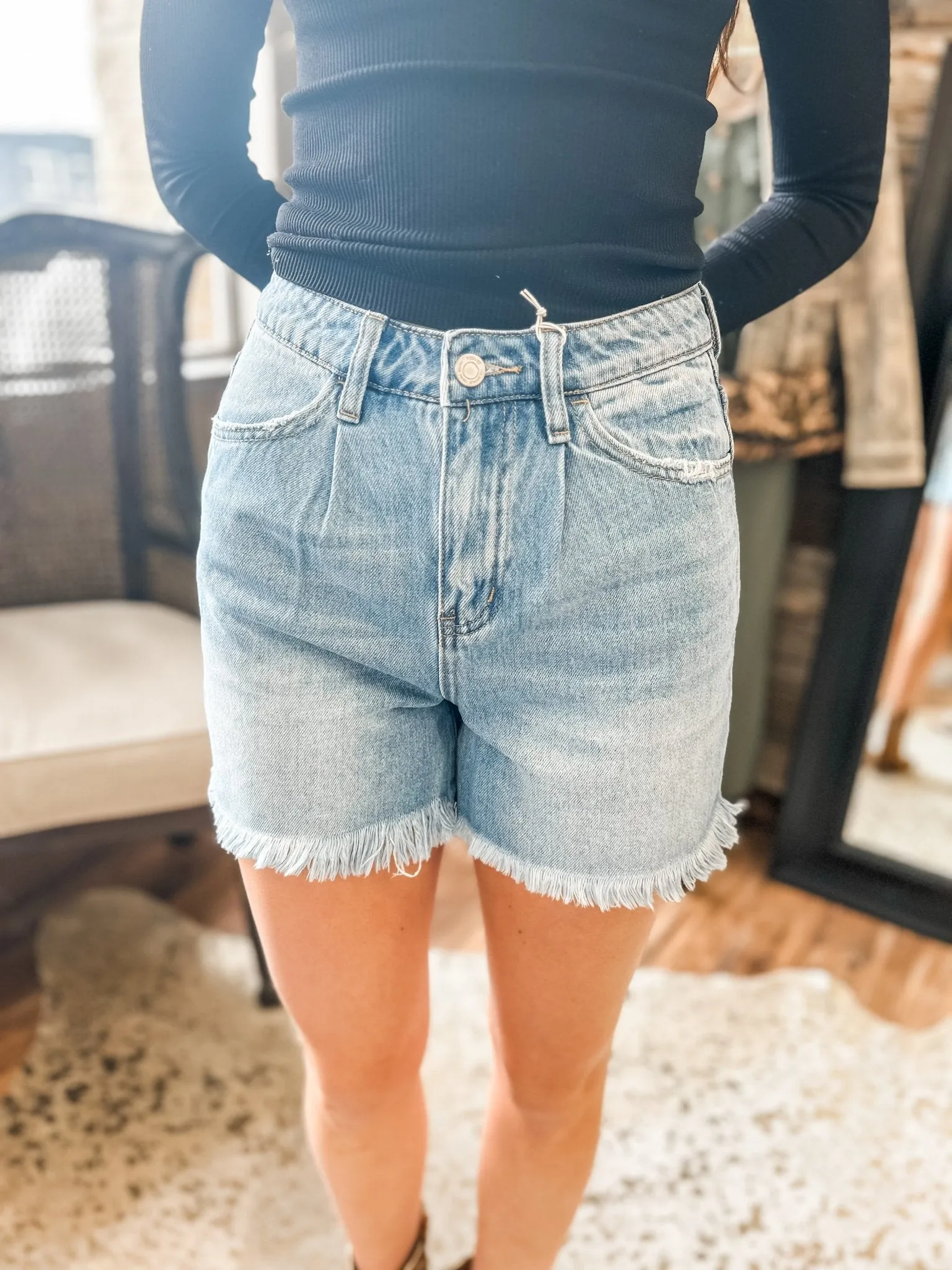 Invigorated Super High Rise Slouchy Shorts with Pleat Detail