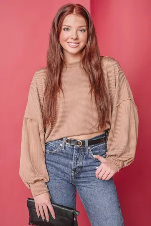 It's Go Time Ribbed Top | Caramel