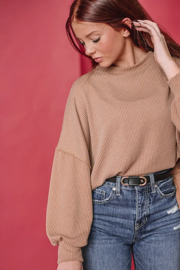 It's Go Time Ribbed Top | Caramel