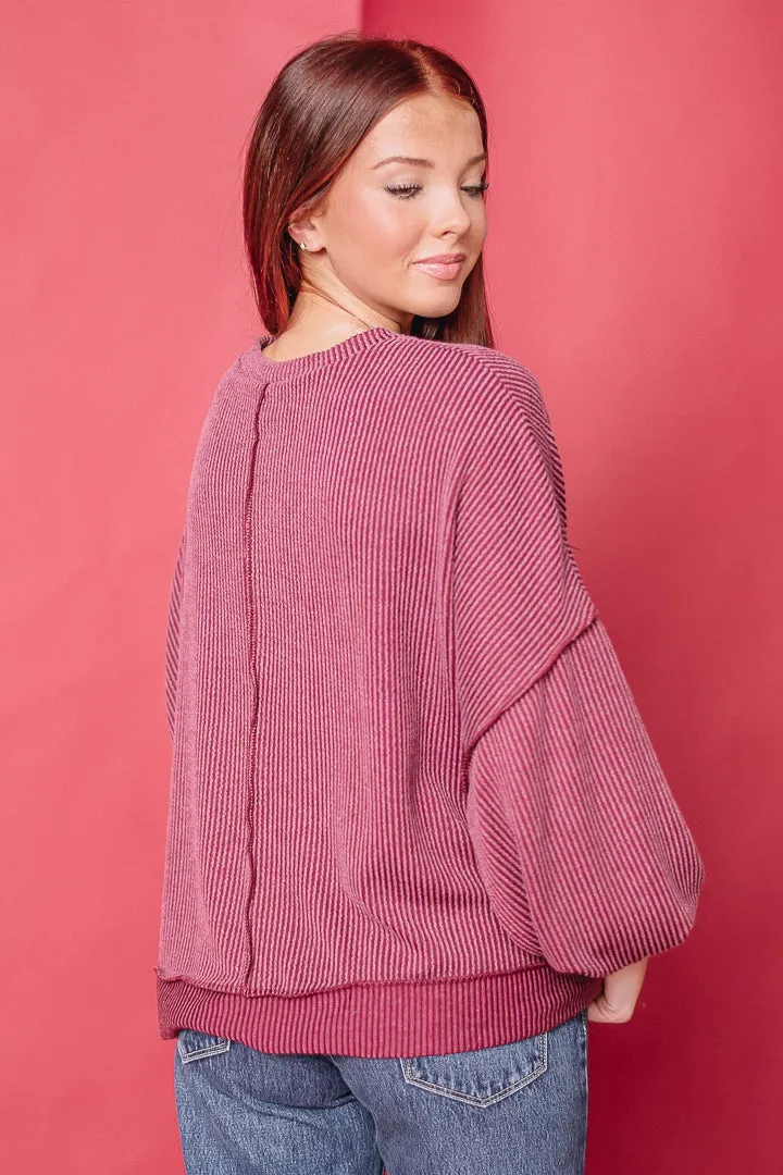 It's Go Time Ribbed Top | Wine