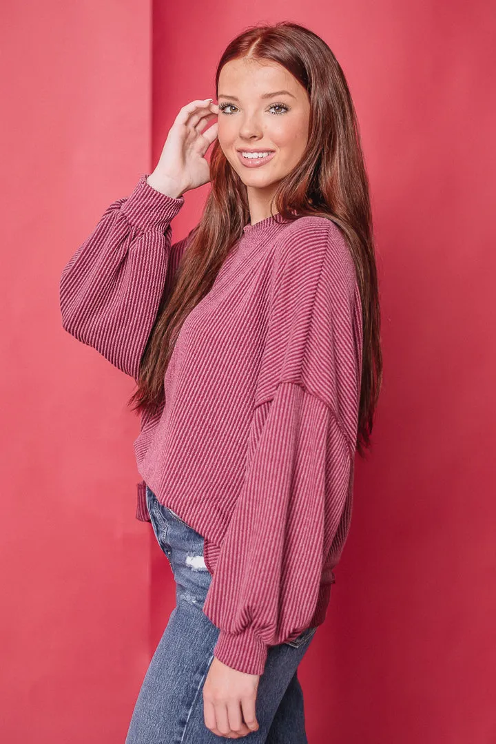 It's Go Time Ribbed Top | Wine