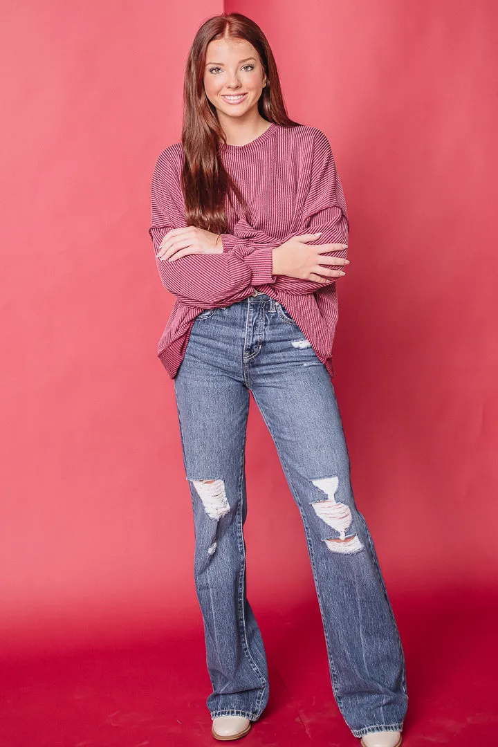 It's Go Time Ribbed Top | Wine