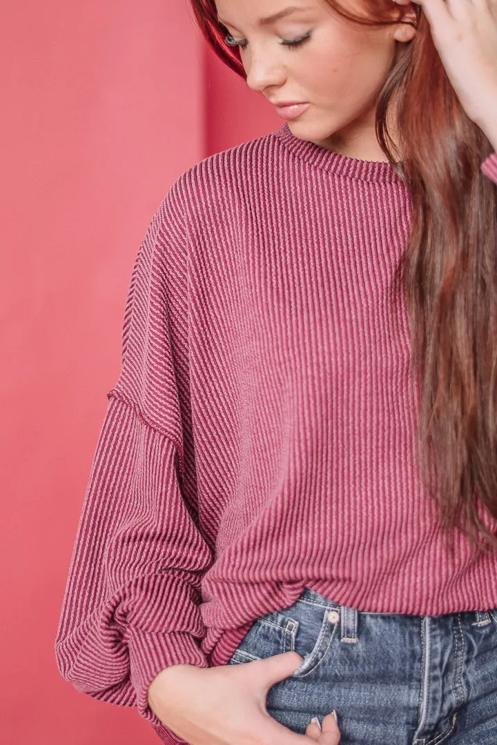 It's Go Time Ribbed Top | Wine