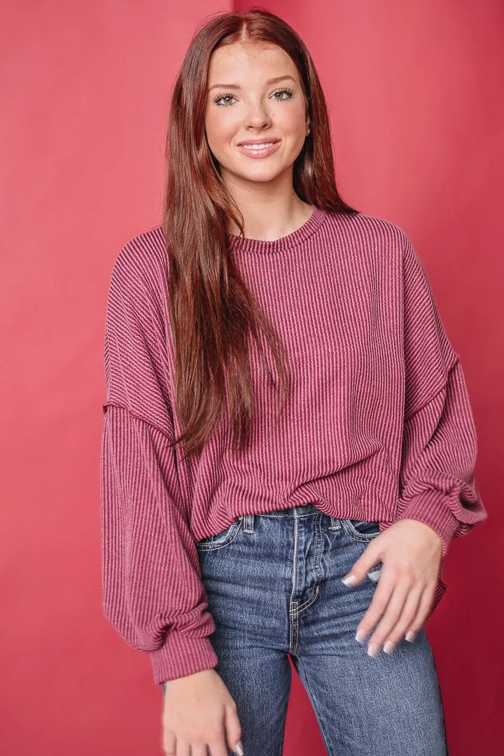 It's Go Time Ribbed Top | Wine