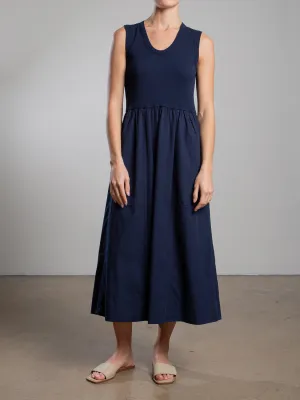 Jaclyn Dress in Paperweight Cotton - Midnight