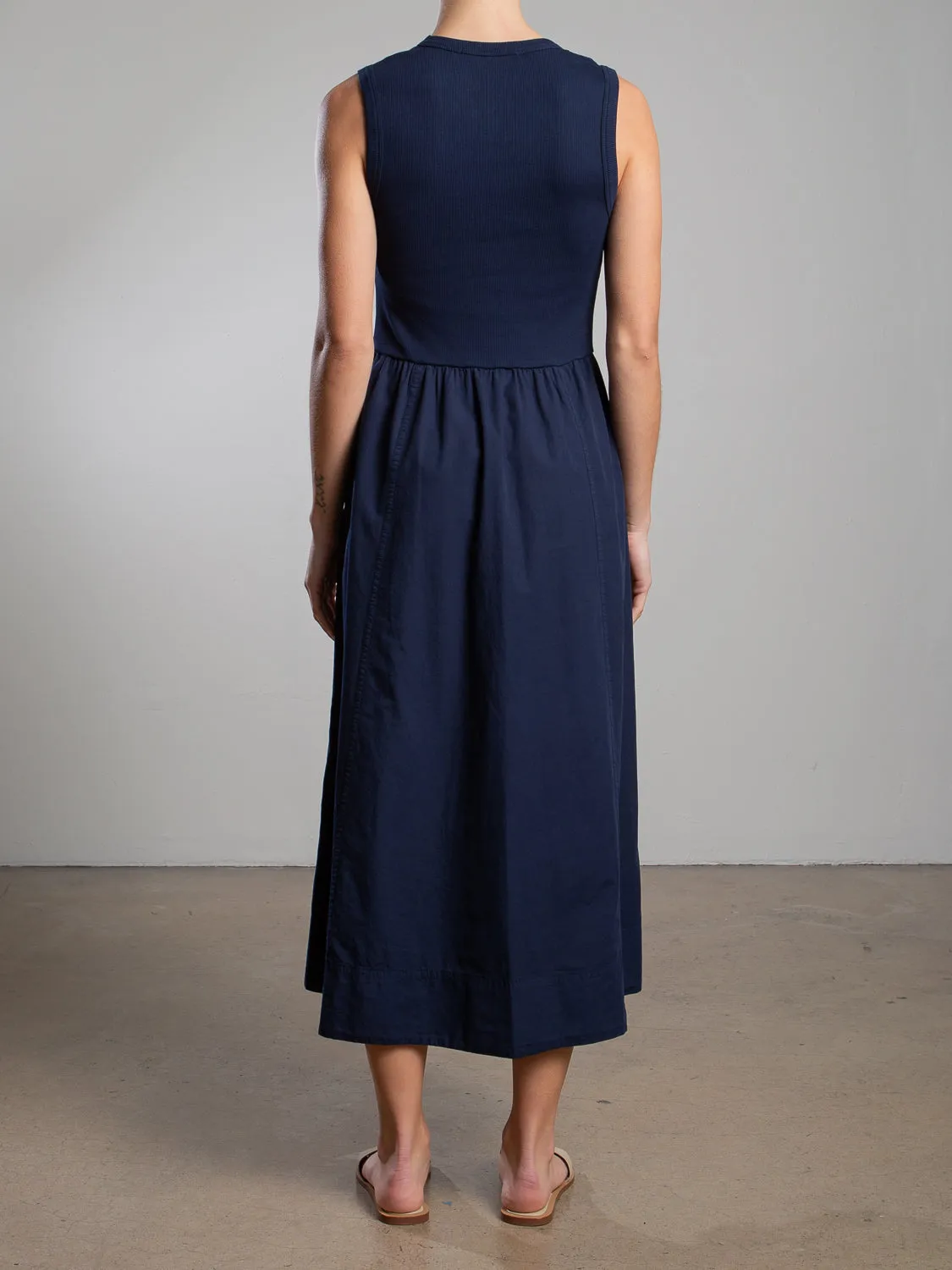 Jaclyn Dress in Paperweight Cotton - Midnight