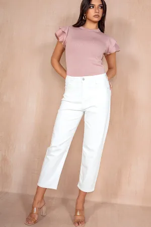 Jenna White Ankle Grazer Mom Jeans