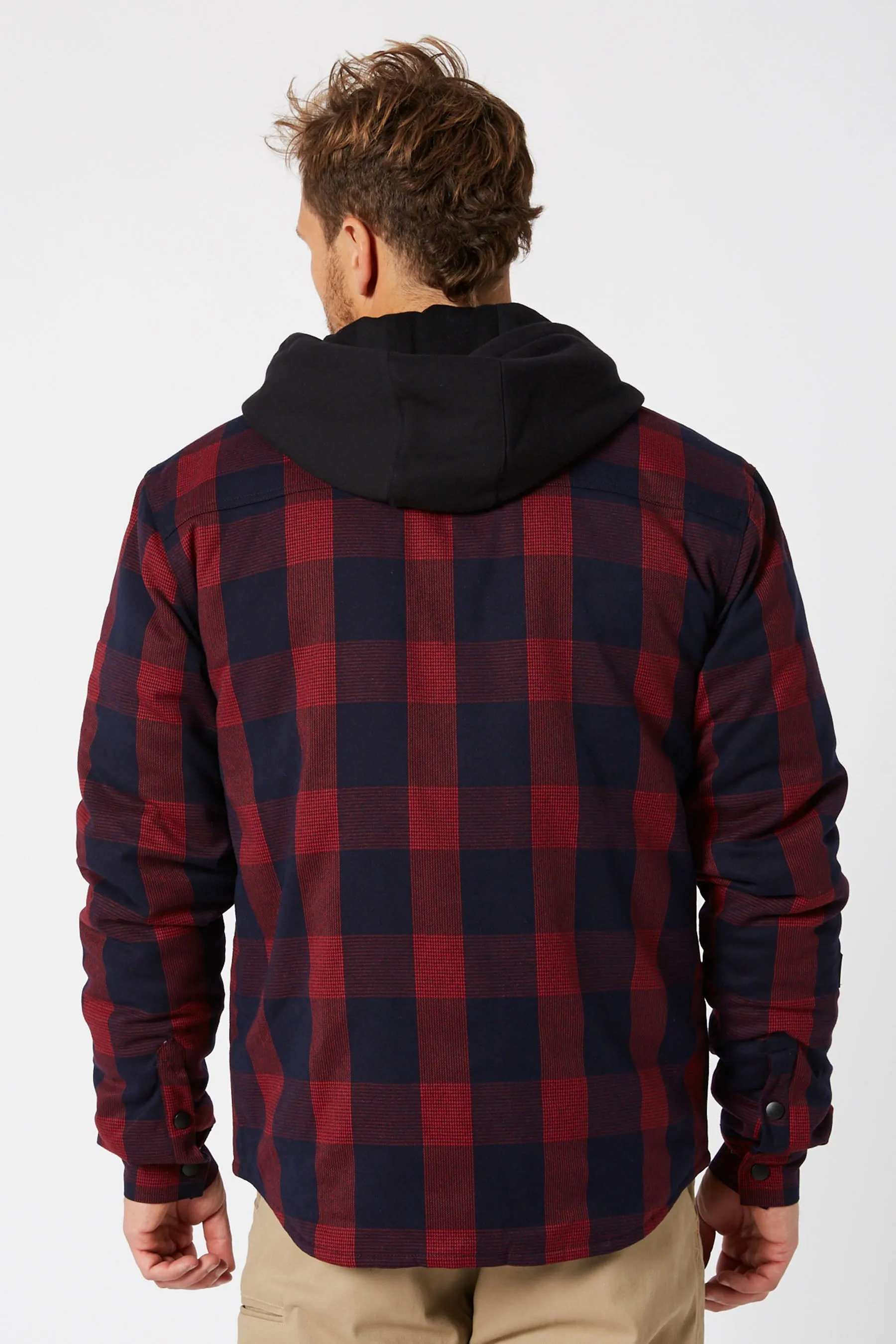 Jetpilot Quilted Mens Flannel Jacket - Red