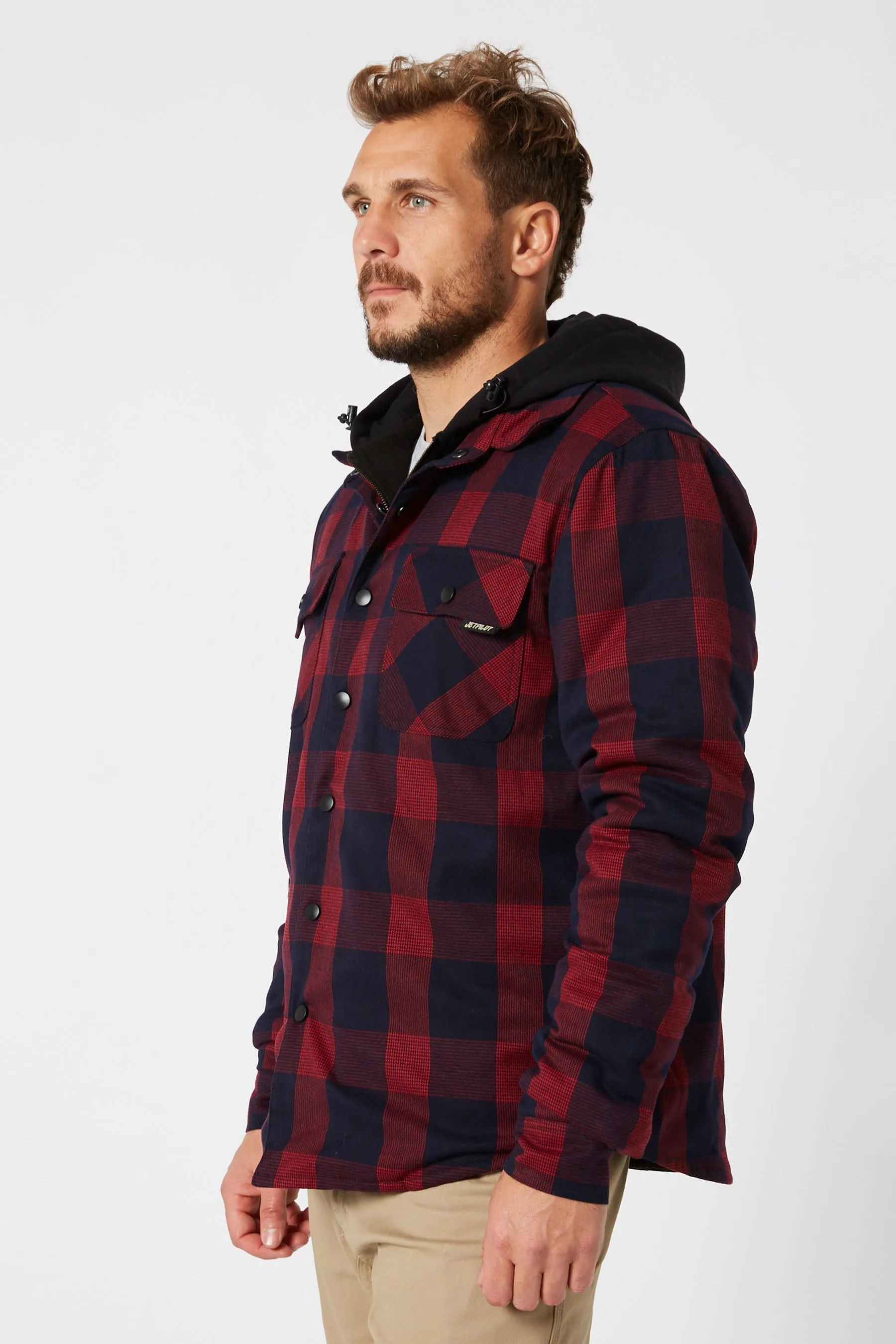 Jetpilot Quilted Mens Flannel Jacket - Red
