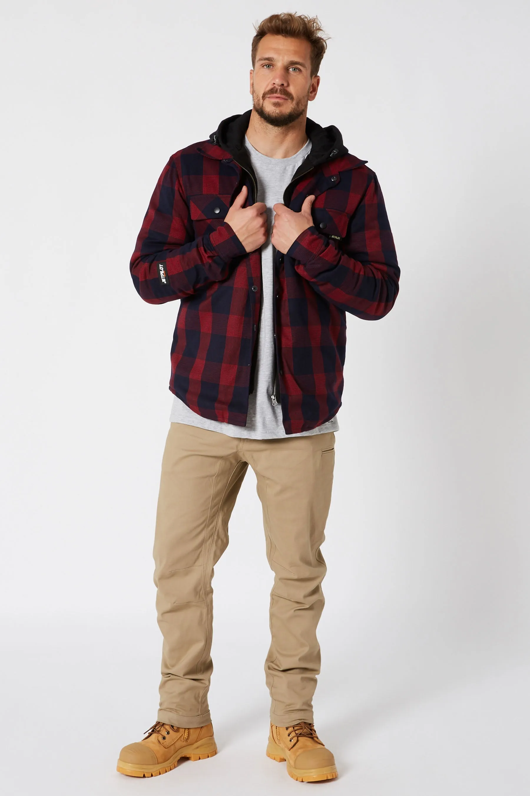 Jetpilot Quilted Mens Flannel Jacket - Red