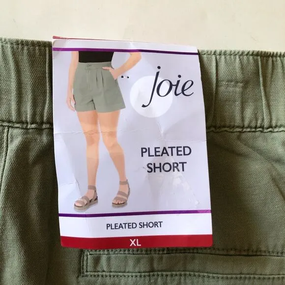 Joie NWT Women Flattering Pleated High Rise Subtle A-line Shorts XL Faded Cactus