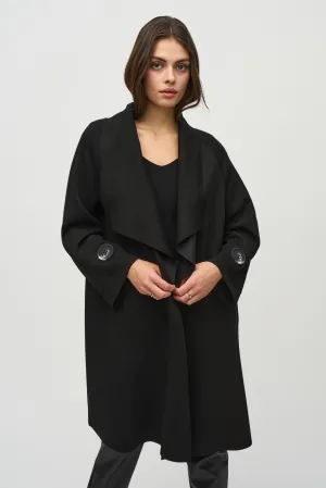 Joseph Ribkoff Black Shawl Collar Open Front Long Coat 244171