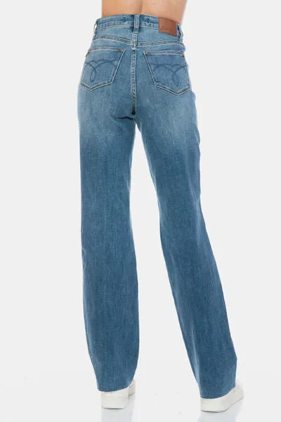 Judy Blue Full Size Tummy Control Cut Raw Hem Straight Jeans ONLINE EXCLUSIVE