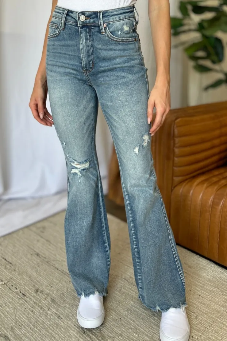 Judy Blue Medium Rise Tummy Control Destroy Flare