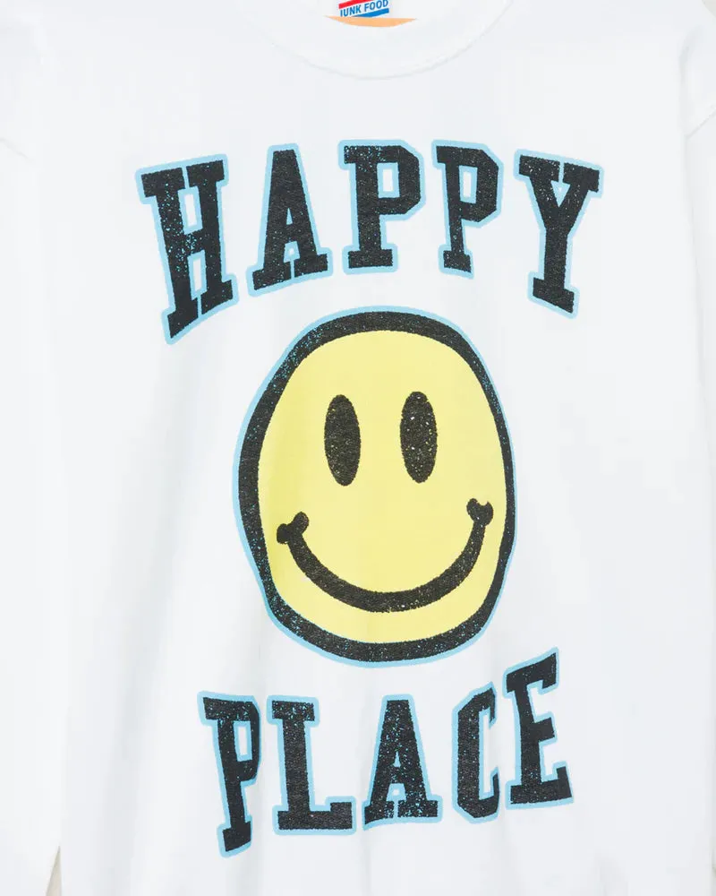 Junk Food Womens Happy Place Flea Market Fleece Sweater