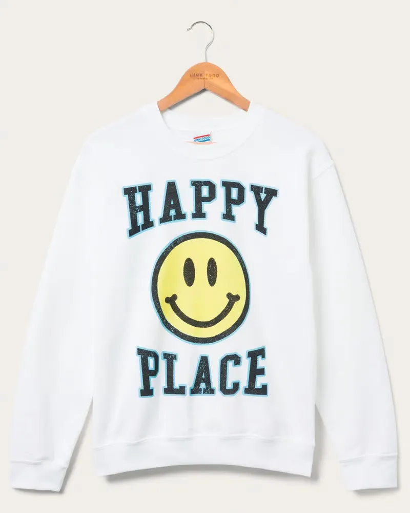 Junk Food Womens Happy Place Flea Market Fleece Sweater