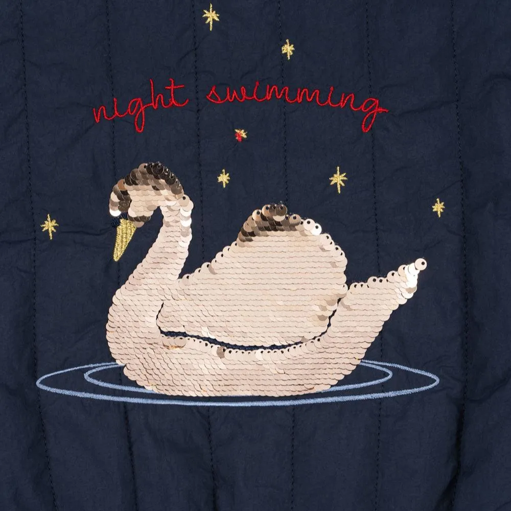 Juno Sequin Swan Quilted Bomber Jacket (Total Eclipse)