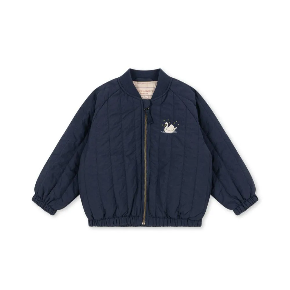 Juno Sequin Swan Quilted Bomber Jacket (Total Eclipse)