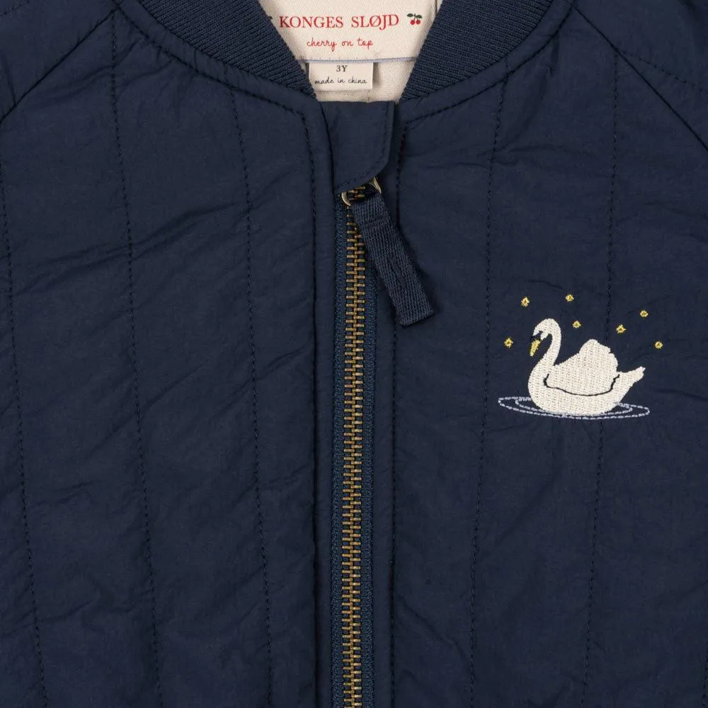 Juno Sequin Swan Quilted Bomber Jacket (Total Eclipse)