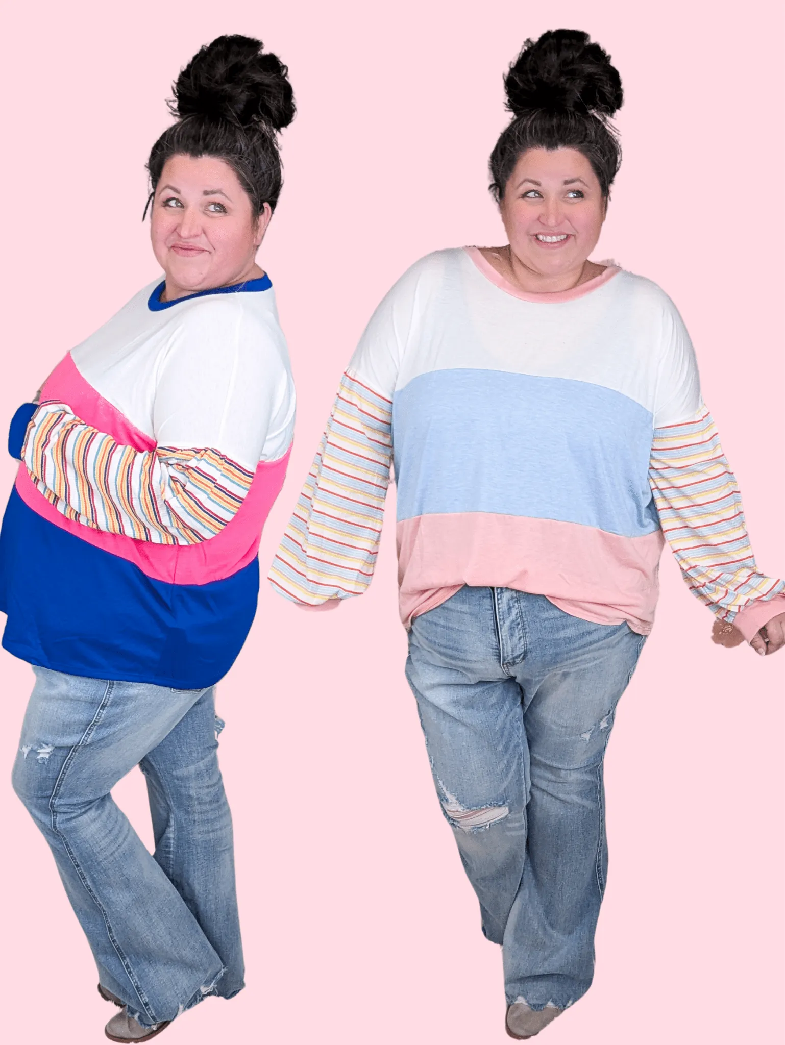 Karson Striped Sleeve Colorblock Pullover (2 colors)