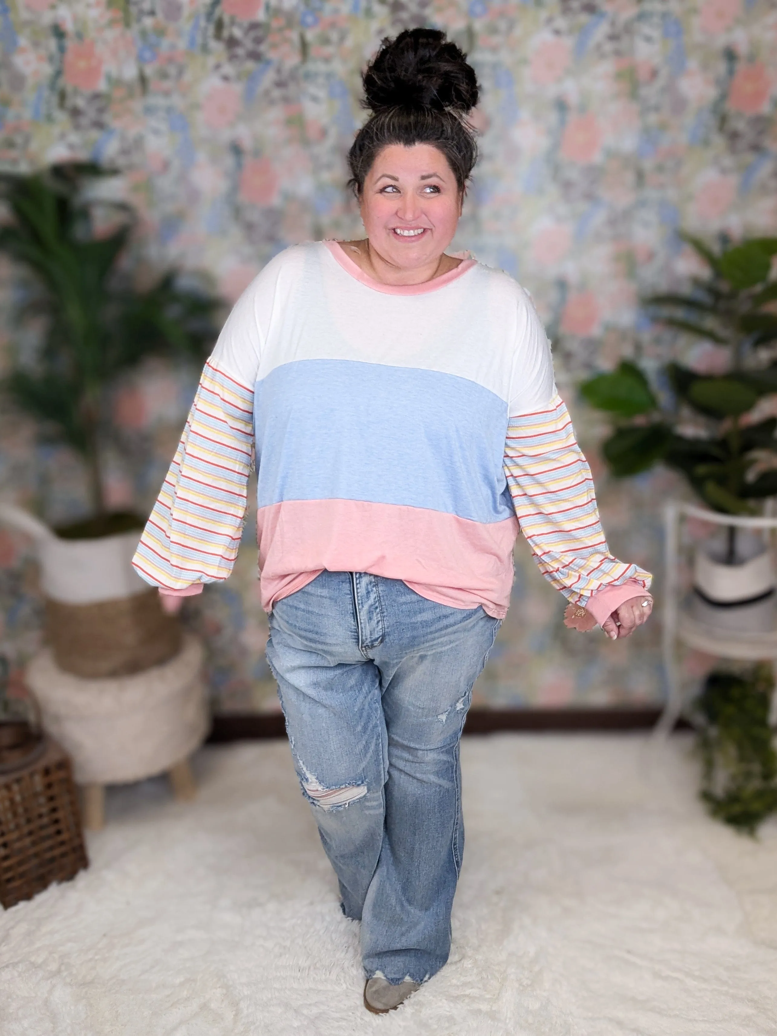 Karson Striped Sleeve Colorblock Pullover (2 colors)