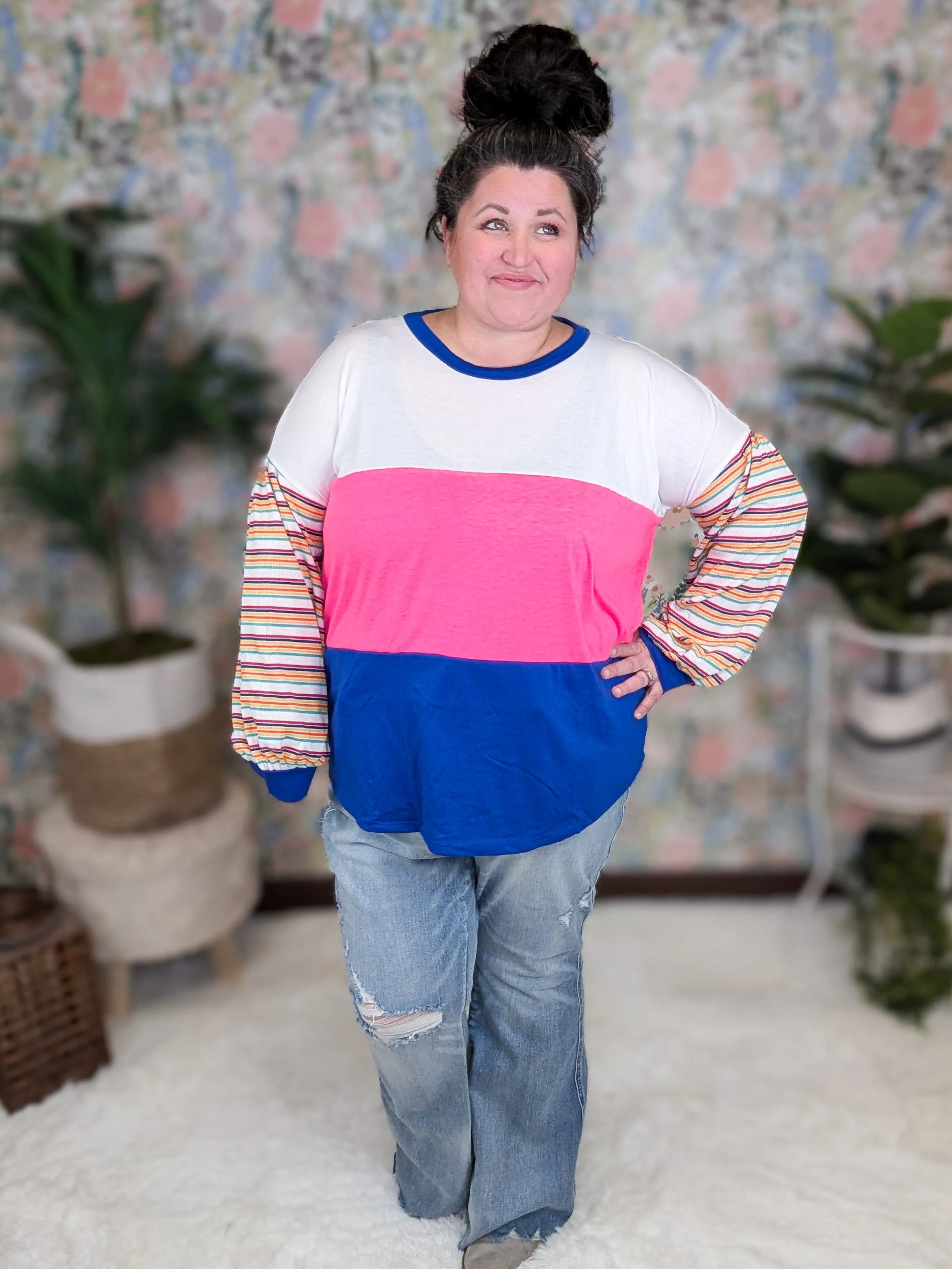 Karson Striped Sleeve Colorblock Pullover (2 colors)