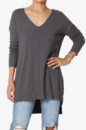 Katana Front Seam V-Neck Knit Sweater