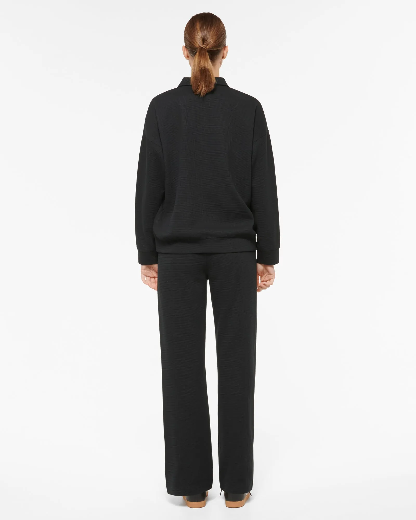 KEPLER SIGNATURE COLLARED WAFFLE SWEATER BLACK
