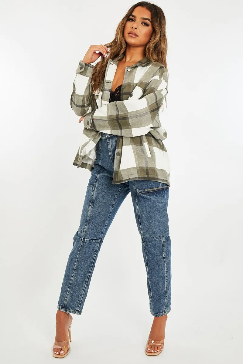Khaki Check Pocket Front Shacket - Misa