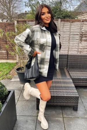 Khaki Check Pocket Front Shacket - Misa