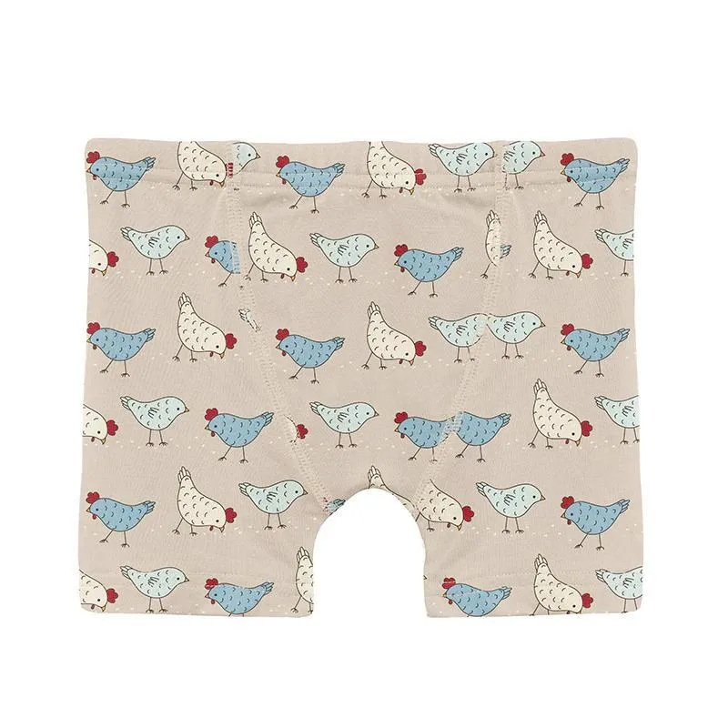 KicKee Pants Boxer Brief - Latte Chickens