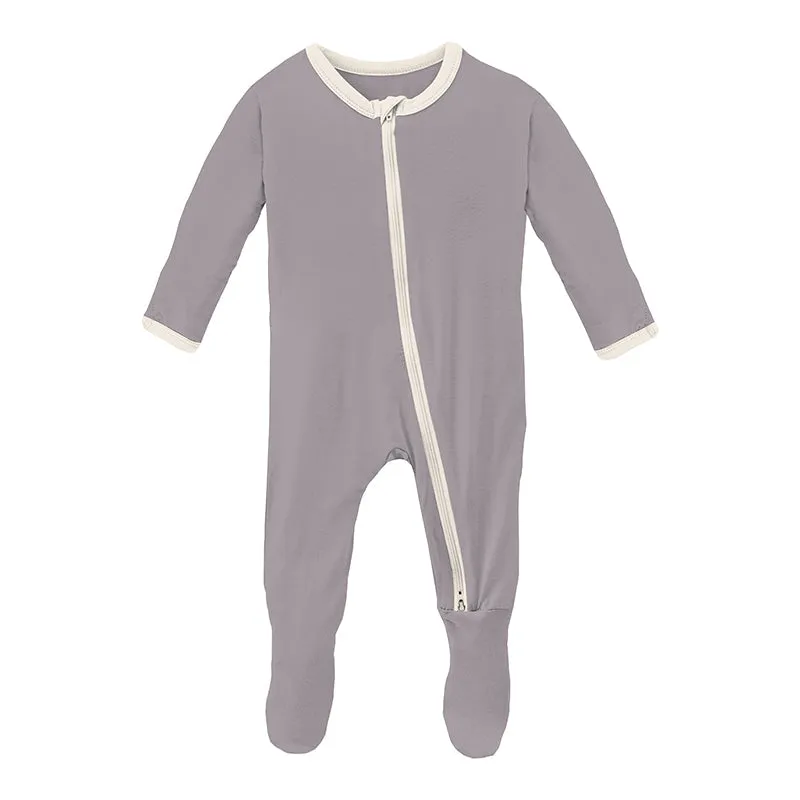 KicKee Pants Footie w/2W Zipper - Feather with Natural
