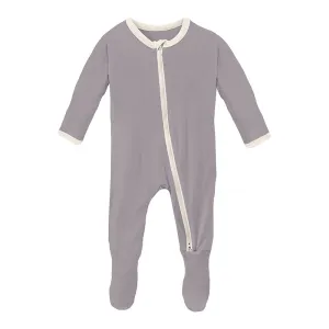 KicKee Pants Footie w/2W Zipper - Feather with Natural