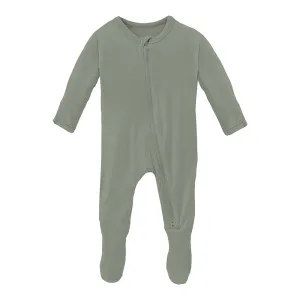 KicKee Pants Footie w/2W Zipper - Silver Sage
