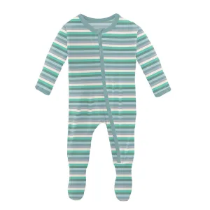 KicKee Pants Footie with Zipper - April Showers Stripe