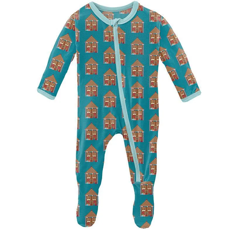 KicKee Pants Footie with Zipper - Bay Gingerbread