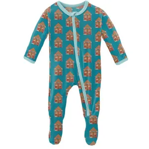 KicKee Pants Footie with Zipper - Bay Gingerbread