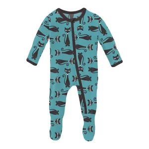 KicKee Pants Footie with Zipper - Glacier Cool Cats