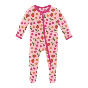 KicKee Pants Footie with Zipper - Lotus Berries
