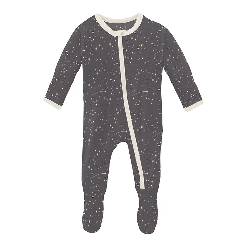 KicKee Pants Footie with Zipper - Rain Shooting Stars