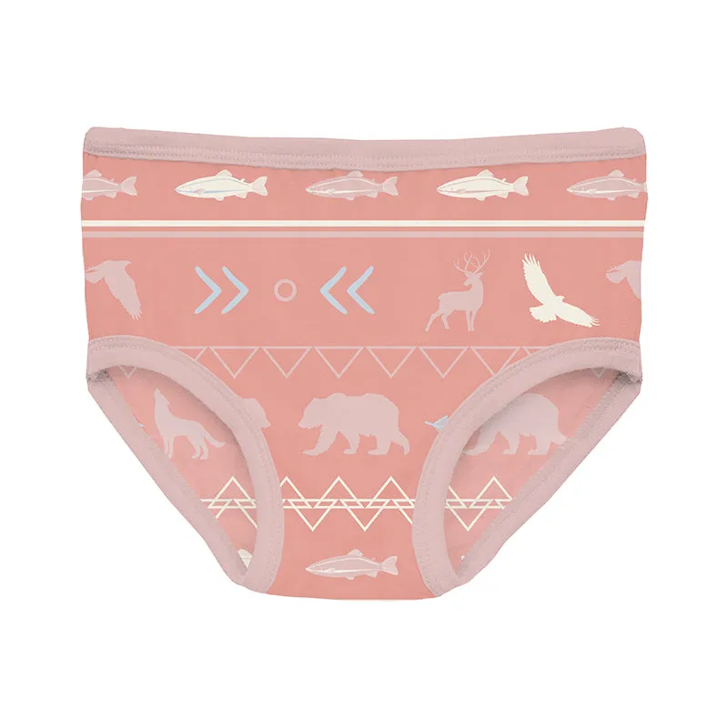 Kickee Pants Girls Print Underwear Set of 3 - Baby Rose Just So Animals, Natural & Blush Native Tribal Lore