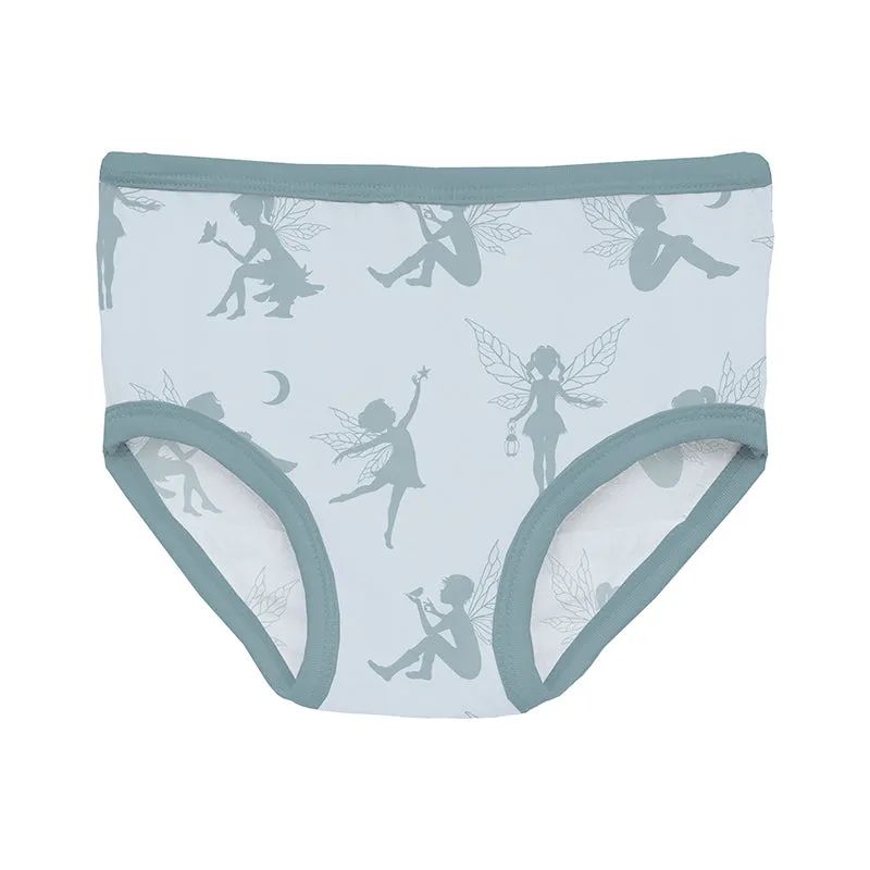 Kickee Pants Girls Print Underwear Set of 3 - Blush Enchanted Floral, Stormy Sea & Illusion Blue Forest Fairie