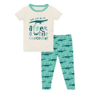 Kickee Pants Glass Later Alligator Graphic Tee Short Sleeve Pajama Set