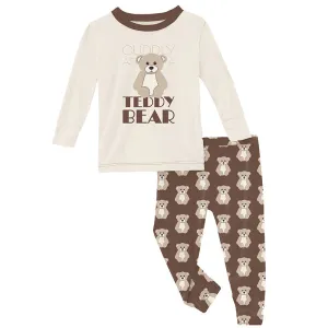 KicKee Pants Graphic Tee Pajama Set - Cocoa Teddy Bear