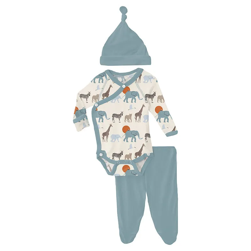 KicKee Pants Kimono Set - Natural Just So Animals