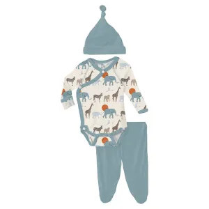 KicKee Pants Kimono Set - Natural Just So Animals