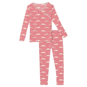 KicKee Pants L/S Kimono Pajama Set - Strawberry Narwhal